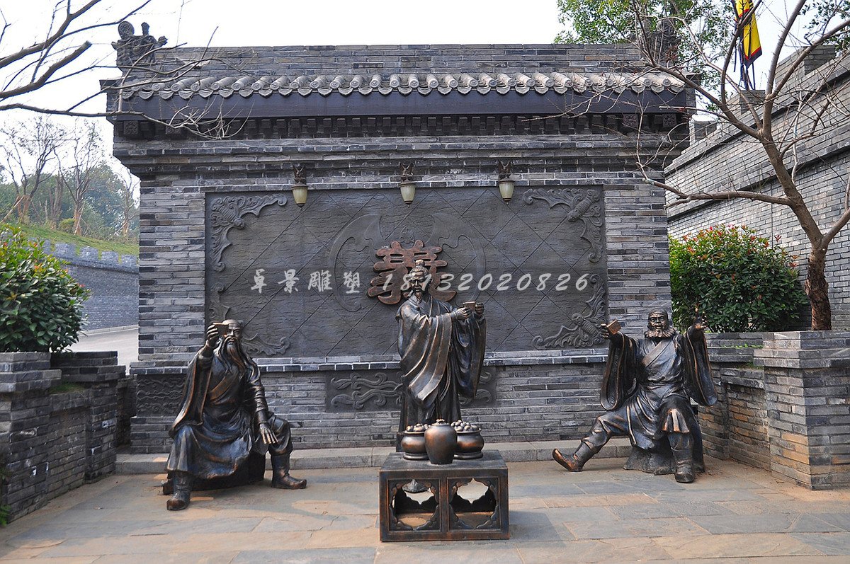 玻璃鋼桃園三結義雕塑，劉備關羽張飛雕塑 (1)