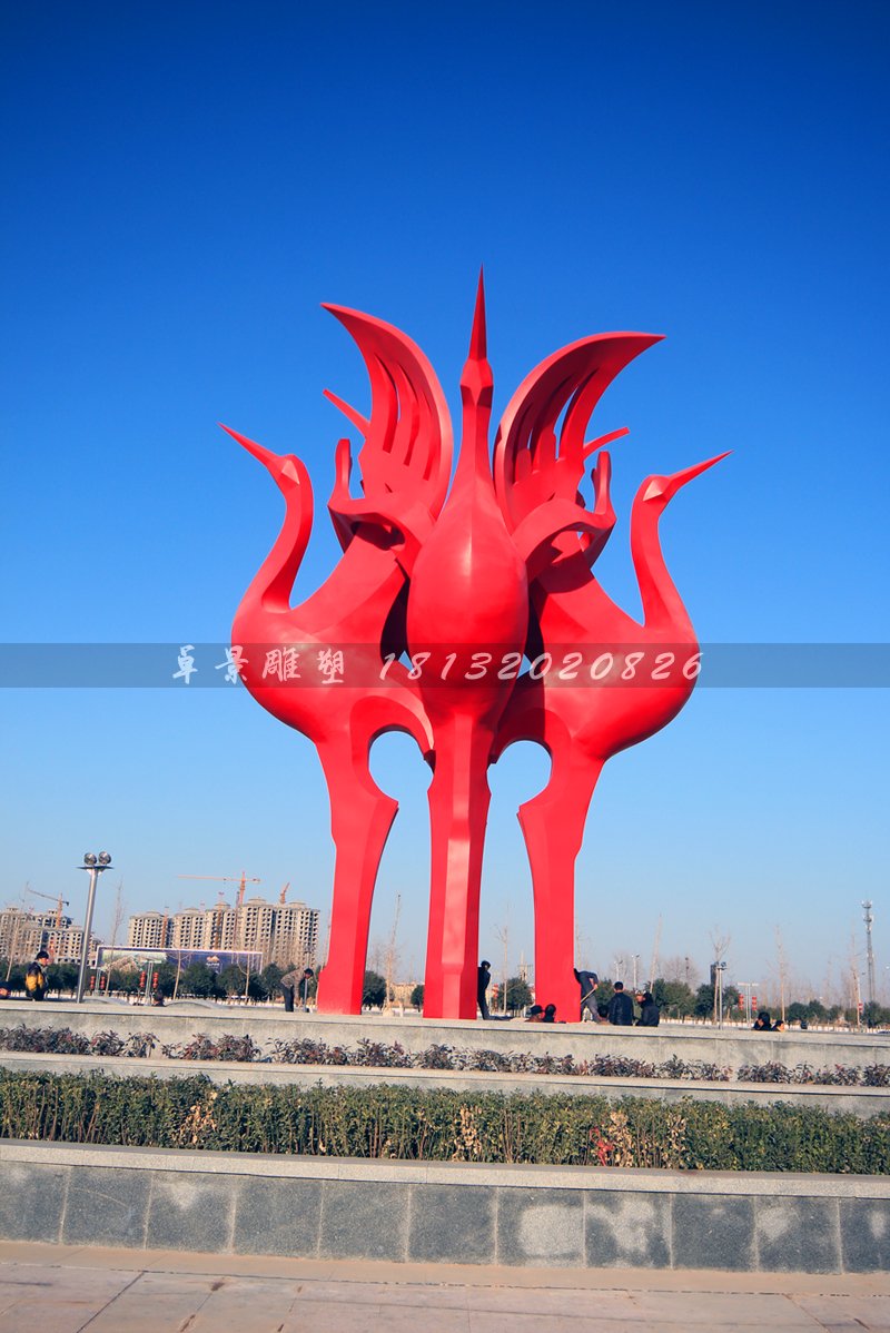 不銹鋼仙鶴雕塑，抽象仙鶴雕塑