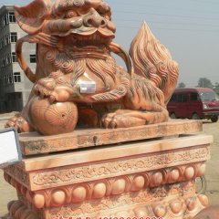 石頭看門(mén)獅子，石雕獅子