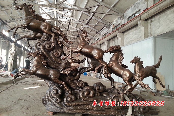 八馬銅雕，八馬奔跑銅雕 (2)