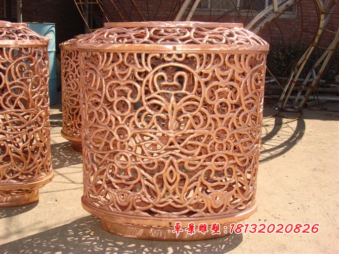 鍛銅燈罩，看、鏤空銅雕燈罩 (2)