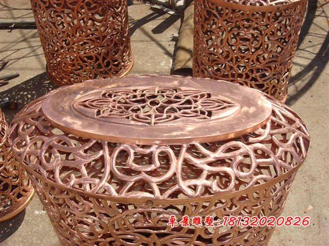 鍛銅燈罩，看、鏤空銅雕燈罩 (4)