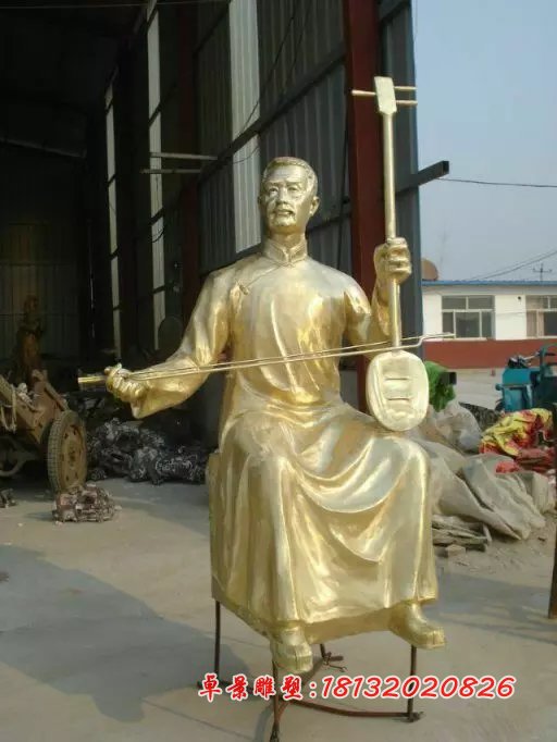 拉二胡銅雕，人物銅雕，廣場人物銅雕