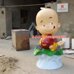 玻璃鋼小和尚雕塑，玻璃鋼人物雕塑