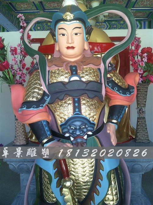 玻璃鋼韋佗護法雕塑，玻璃鋼彩繪韋佗雕塑