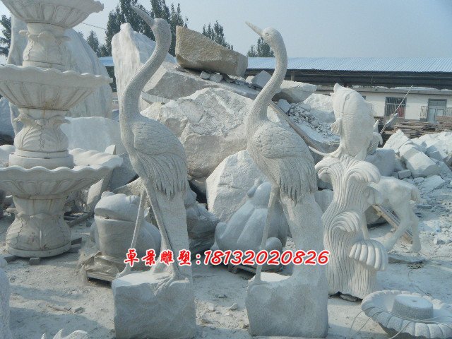 仙鶴石雕，大理石仙鶴雕塑