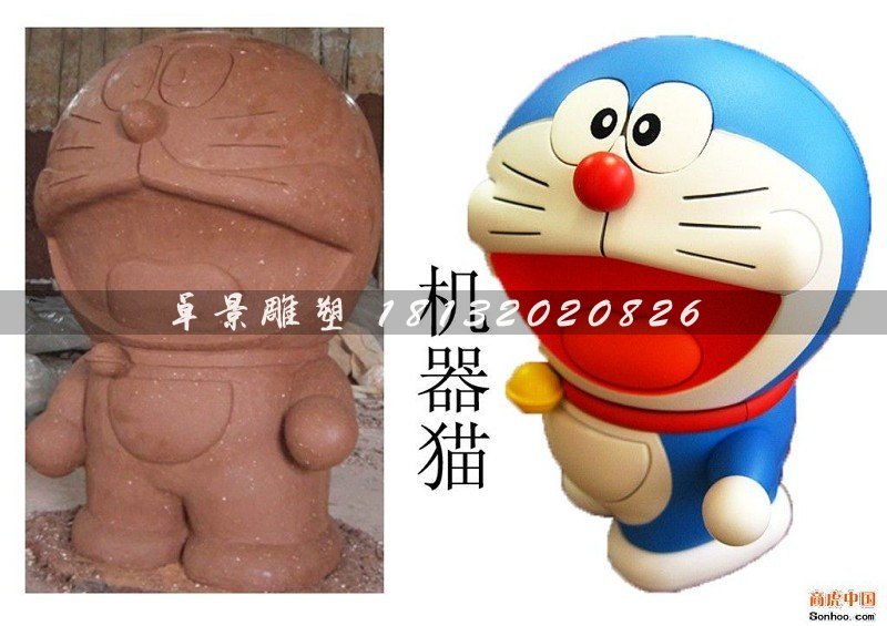 仿真機器貓雕塑，玻璃鋼機器貓雕塑