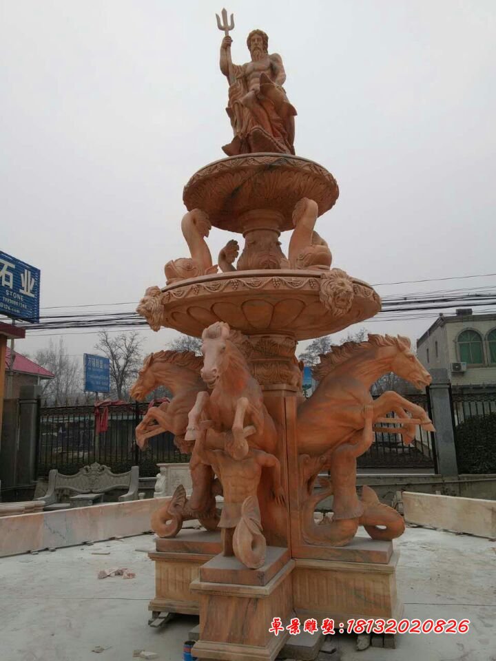 噴泉石雕，晚霞紅歐式噴泉石雕