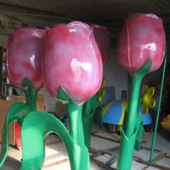 仿真玫瑰雕塑，玻璃鋼玫瑰雕塑