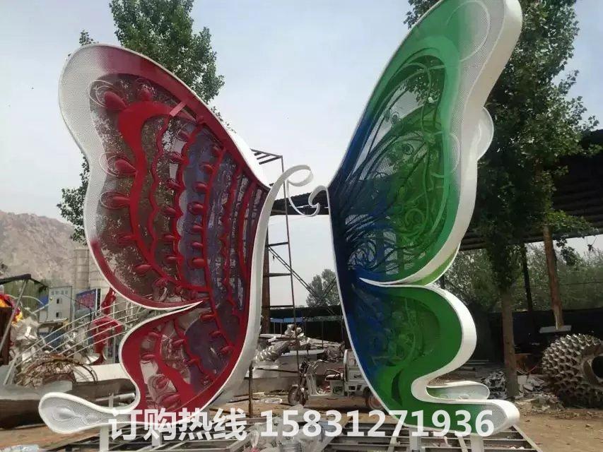 不銹鋼蝴蝶雕塑，廣場彩色蝴蝶不銹鋼雕塑