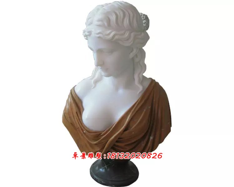 美女頭像石雕，漢白玉美女雕塑