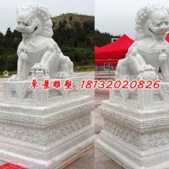 獅子石雕，漢白玉門獅雕塑