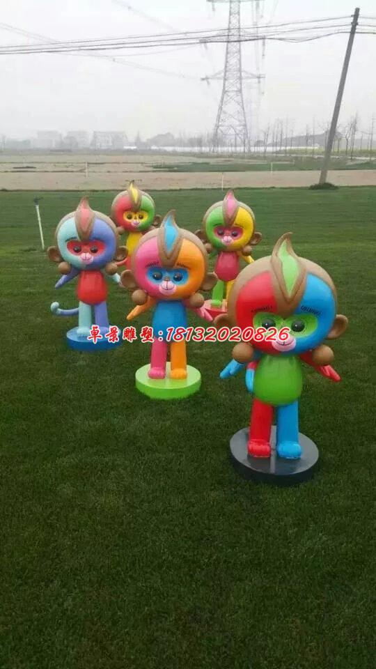 玻璃鋼吉祥物小猴雕塑，卡通雕塑(4)