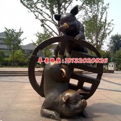 銅雕動(dòng)物雕塑，銅豬雕塑，公園景觀銅雕