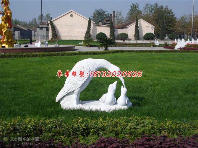 喂食石雕，公園動物石雕，景觀石雕