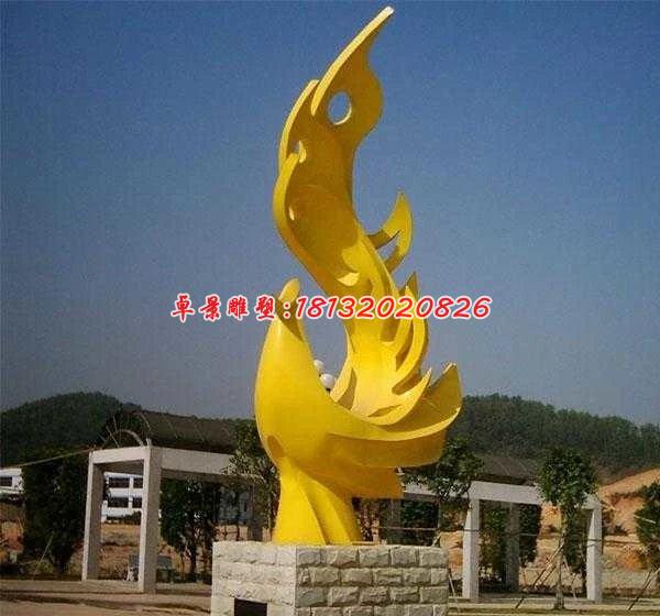 不銹鋼鳳凰雕塑，抽象鳳凰雕塑