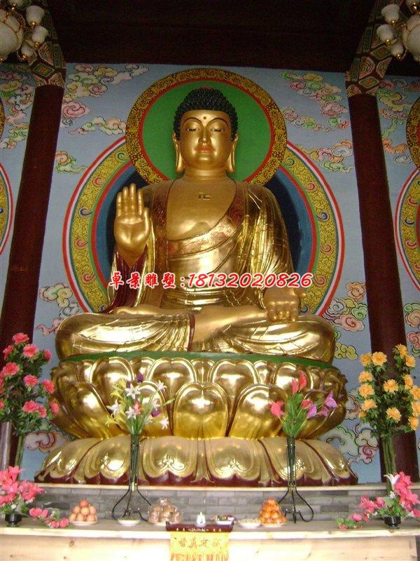 如來佛銅雕，貼金銅佛像 (1)