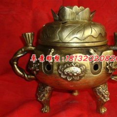 銅雕香爐，三足香爐，鎏金銅香爐