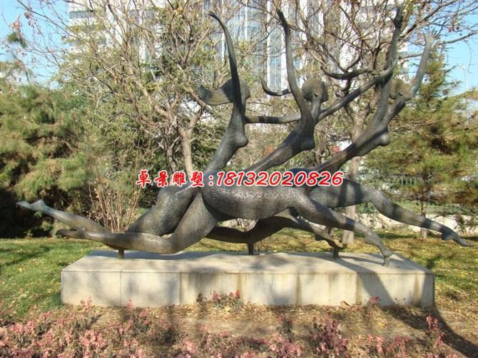 奔跑銅雕，公園抽象人物銅雕