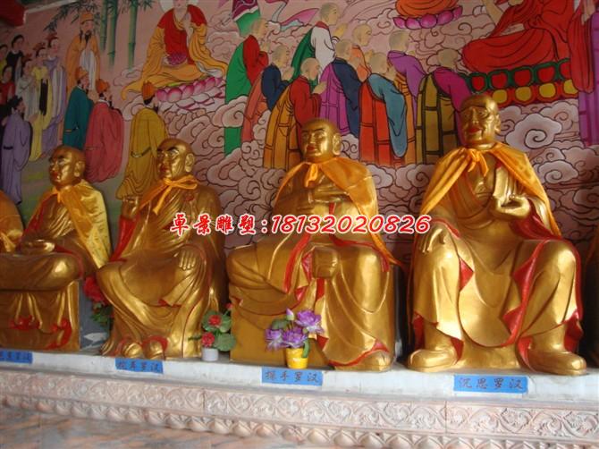 玻璃鋼十八羅漢雕塑，貼金十八羅漢雕塑 (2)