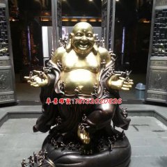 彌勒佛銅雕，貼金彌勒佛雕塑