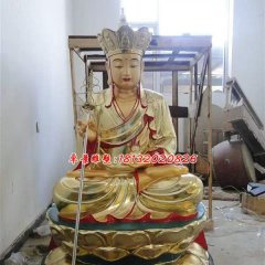 玻璃鋼地藏王雕塑，玻璃鋼貼金雕塑