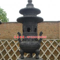 銅雕香爐，三足銅香爐雕塑