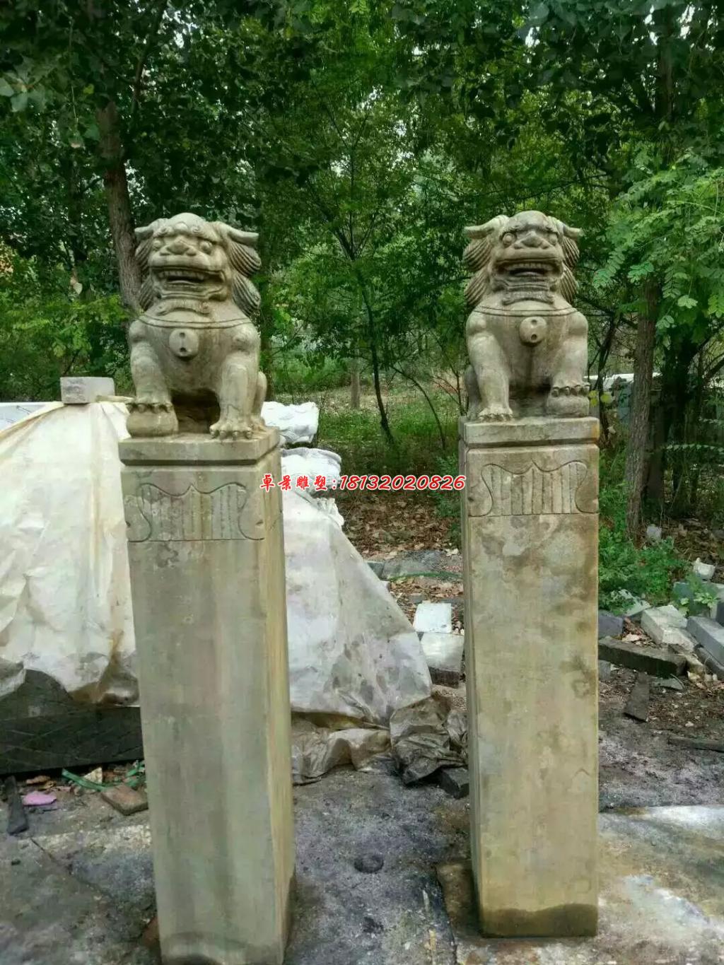 拴馬柱石雕，大理石拴馬柱雕塑 (2)