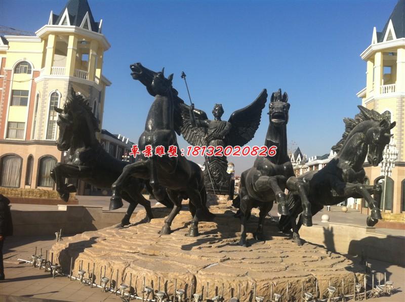 阿波羅戰(zhàn)車雕塑，小區(qū)景觀銅雕 (3)