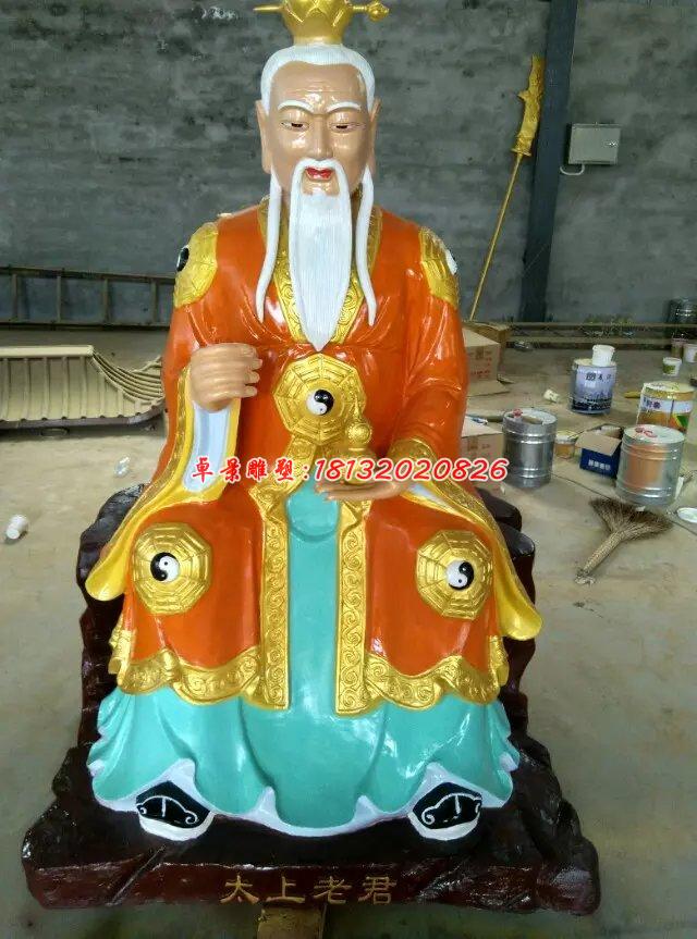 玻璃鋼太上老君雕塑，彩繪玻璃鋼雕塑