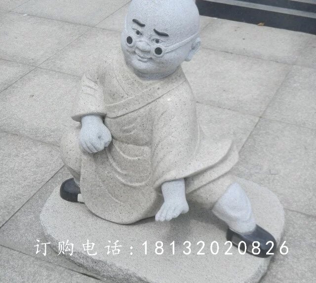 石雕小和尚，大理石人物雕塑