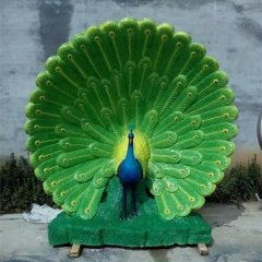 開屏孔雀雕塑，公園玻璃鋼動物雕塑