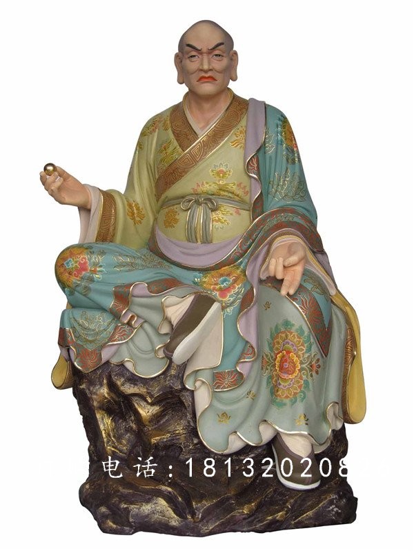 坐式佛像雕塑，玻璃鋼十八羅漢 (3)