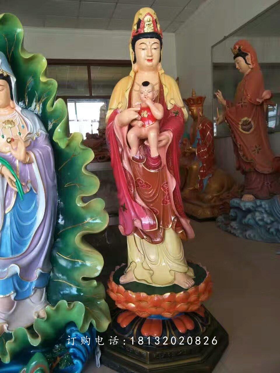 送子觀音雕塑，玻璃鋼觀音菩薩