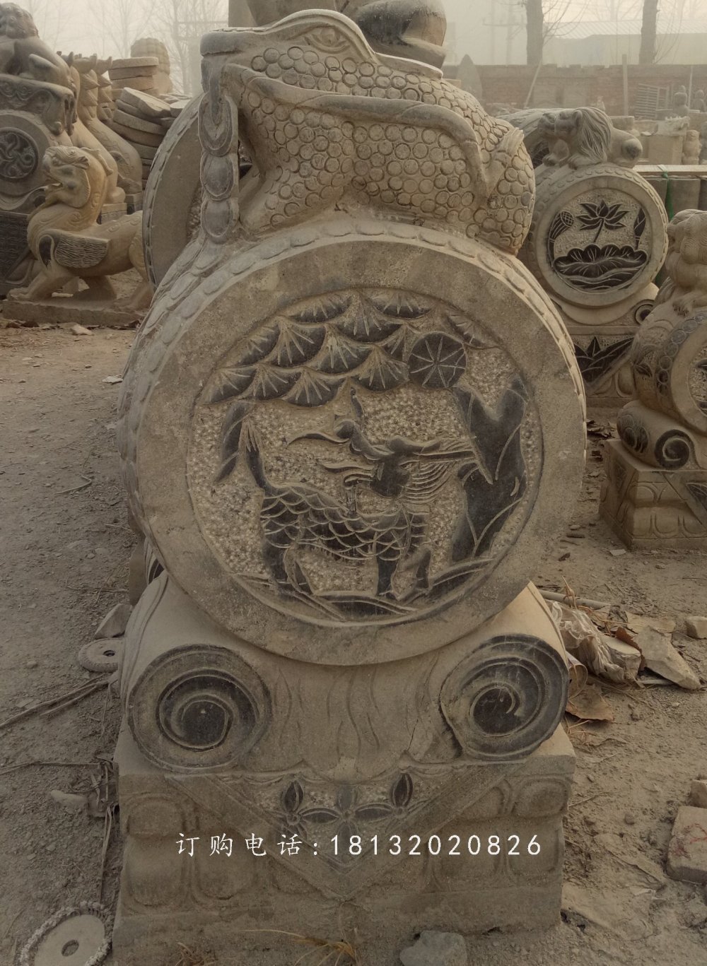 金蟾石雕門墩，仿古石門墩，石雕抱鼓石