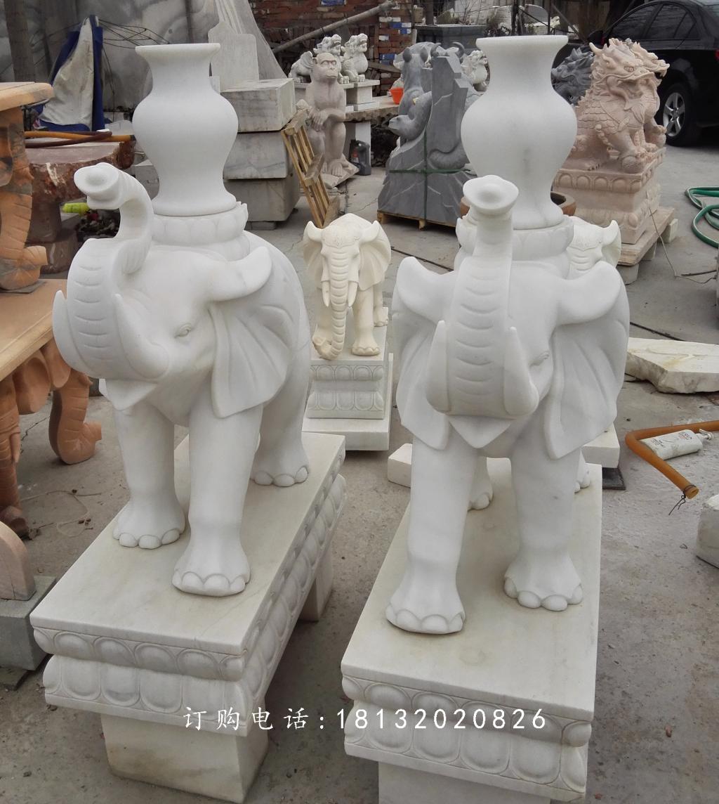 象馱寶瓶雕塑，漢白玉象石雕 (1)