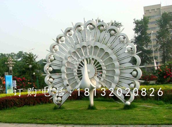 不銹鋼孔雀雕塑，公園抽象孔雀雕塑