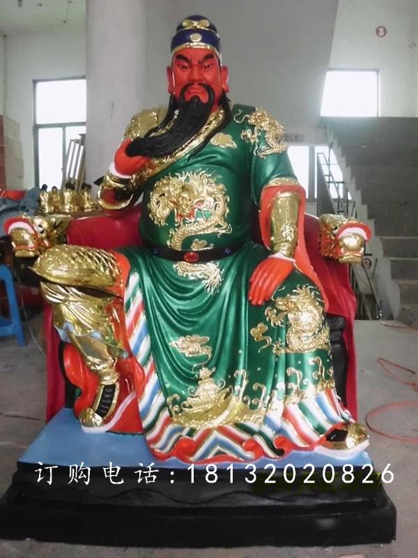 玻璃鋼關公雕塑，彩繪關公雕塑