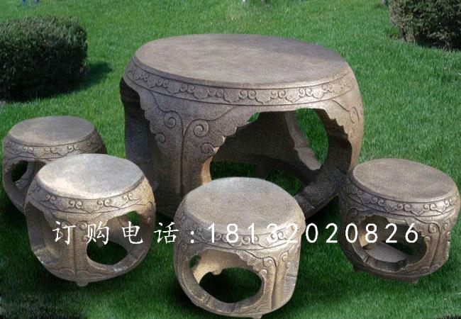 仿古石雕桌凳，庭院桌椅石雕
