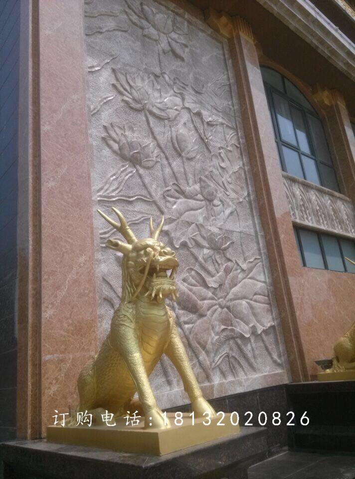 銅麒麟雕塑，鎏金銅麒麟雕塑