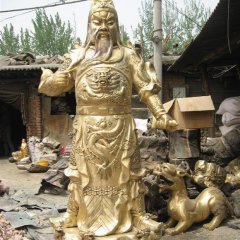 關公銅雕，鎏金銅關公