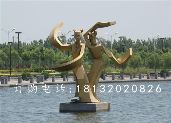 不銹鋼古代美女雕塑，抽象人物雕塑