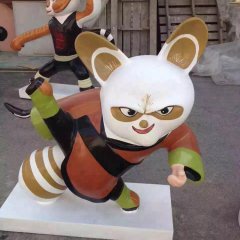 玻璃鋼功夫熊貓雕塑，卡通動物雕塑