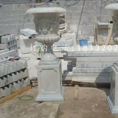 小區石花缽雕塑，歐式花盆石雕