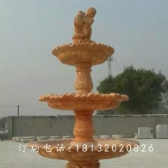 晚霞紅石雕跌水盆，石噴泉雕塑