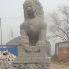 青石獅子石雕，仿古戲球獅石雕