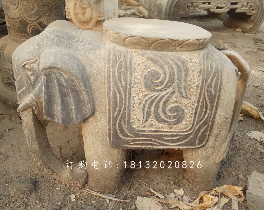 大象石凳，仿古石凳，仿古石雕