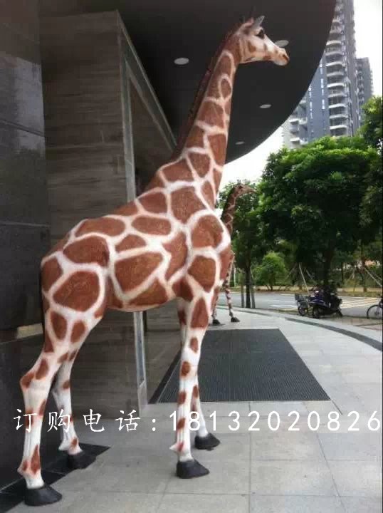 玻璃鋼長頸鹿雕塑，玻璃鋼仿真動物雕塑 (2)