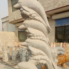 海豚石雕，公園動物石雕