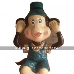 玻璃鋼卡通猴子雕塑，商場卡通雕塑